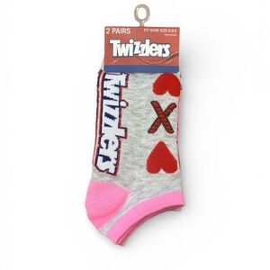 Women's Twizzlers Valentines Day Pink and Gray Ankle Socks